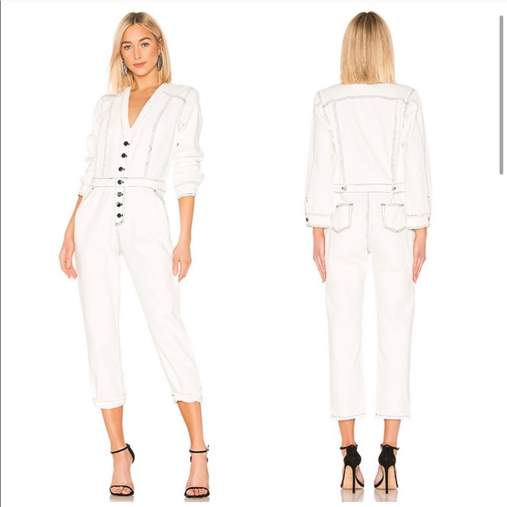 REVOLVE LPA The Label Lia White Jumpsuit Denim